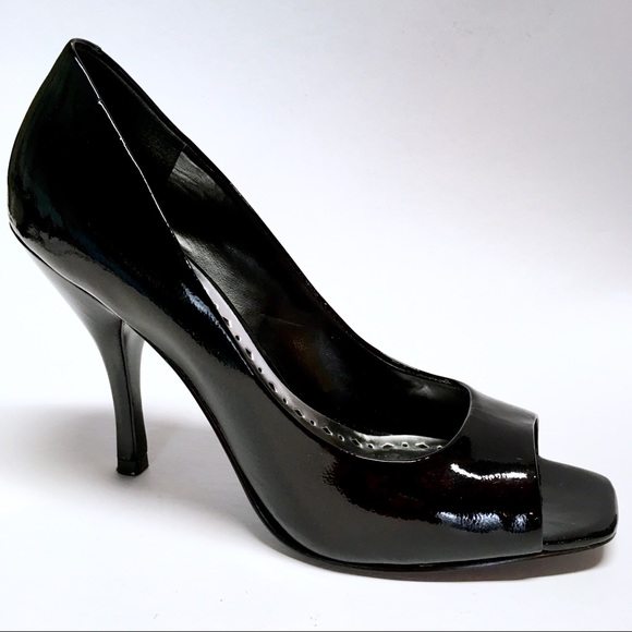 BCBGirls Shoes - BCBGIRLS ARIEL Black Patent Leather Peep Toe Pump